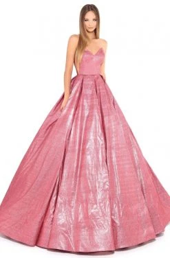 Formal Gowns Tarik Ediz - 93711 Strapless V-neck Pleated Ballgown