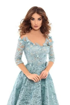 Tarik Ediz - 93722 Floral Applique And Lace A-line Dress Formal Gowns 7 Tarik Ediz - 93722 Floral Applique And Lace A-line Dress Formal Gowns