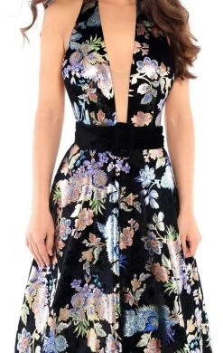 Tarik Ediz - 93727 Floral Plunging Halter A-Line Gown 7 Tarik Ediz - 93727 Floral Plunging Halter A-Line Gown