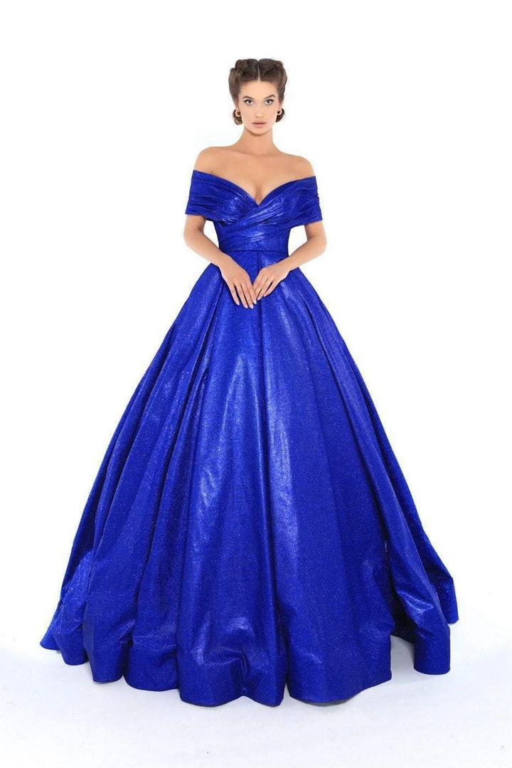 Tarik Ediz - 93730 Plunging Off-Shoulder Pleated Ballgown Formal Gowns 5 Tarik Ediz - 93730 Plunging Off-Shoulder Pleated Ballgown Formal Gowns