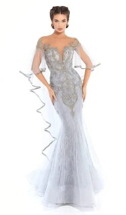 Tarik Ediz - 93756 Lace Embroidered Mermaid Dress With Train Formal Gowns