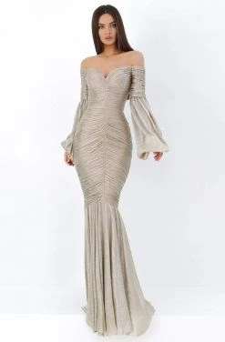 Tarik Ediz - 93804 Ruched Off-Shoulder Trumpet Gown