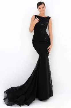 Tarik Ediz - 93820 Embroidered Bateau Trumpet Dress