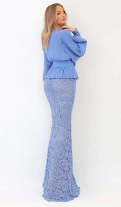 Tarik Ediz - 93831 Long Sleeve Bateau Lace Fitted Dress Formal Gowns