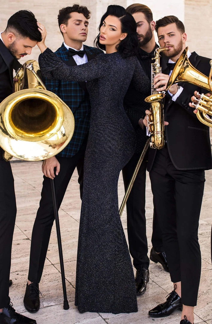 Formal Gowns Tarik Ediz - 93836 Long Sleeve Deep V-neck Trumpet Dress 4 Formal Gowns Tarik Ediz - 93836 Long Sleeve Deep V-neck Trumpet Dress