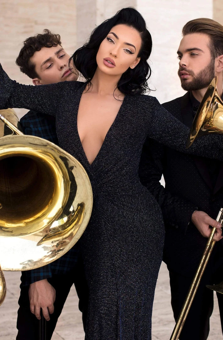 Formal Gowns Tarik Ediz - 93836 Long Sleeve Deep V-neck Trumpet Dress 5 Formal Gowns Tarik Ediz - 93836 Long Sleeve Deep V-neck Trumpet Dress