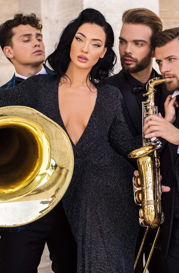 Formal Gowns Tarik Ediz - 93836 Long Sleeve Deep V-neck Trumpet Dress 6 Formal Gowns Tarik Ediz - 93836 Long Sleeve Deep V-neck Trumpet Dress