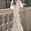 Tarik Ediz - 93837 Plunging V-Neck Lace Bell Sleeves Formal Gowns