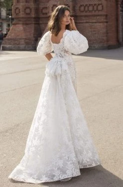 Formal Gowns Tarik Ediz - 93841 Embroidered Scoop Neck Dress With Train