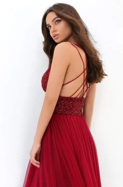 Formal Gowns Tarik Ediz - 93866 Strappy Bead Embellished A-Line Dress