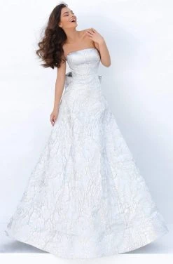 Tarik Ediz - 93877 Straight-Across Ribbon A-Line Dress Formal Gowns