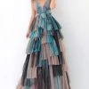 Tarik Ediz - 93896 Deep V-neck Layered A-line Dress Formal Gowns 2 Tarik Ediz - 93896 Deep V-neck Layered A-line Dress Formal Gowns
