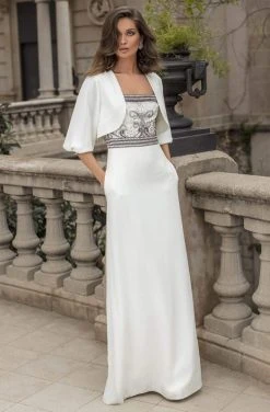 Tarik Ediz - 93906 Square Embellished Sheath Dress Formal Gowns