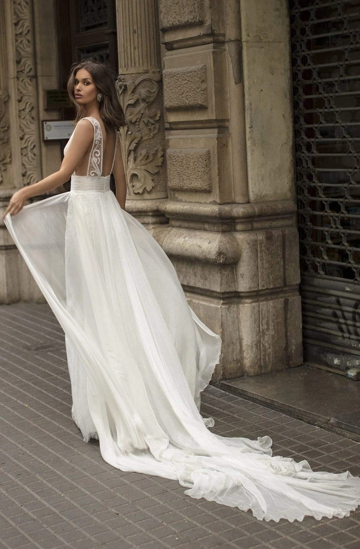 Tarik Ediz - 93913 Ruched Plunging V-Neck Dress With Overskirt 9 Tarik Ediz - 93913 Ruched Plunging V-Neck Dress With Overskirt