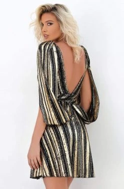 Tarik Ediz - 93923 V-Neck Sequin A-Line Mini Dress Cocktail Dresses