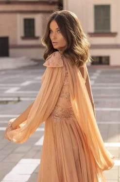 Formal Gowns Tarik Ediz - 93924 Ruched Asymmetrical Jumpsuit With Overskirt