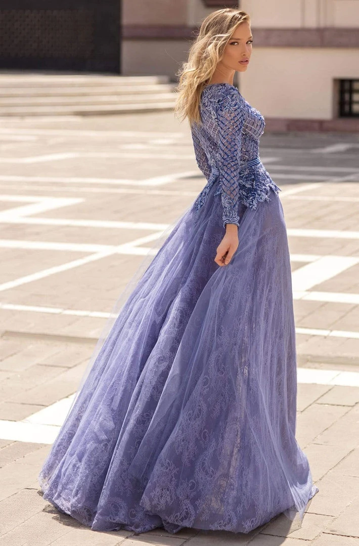 Tarik Ediz - 93931 Sexy V-Neck Lace A-Line Dress Formal Gowns 9 Tarik Ediz - 93931 Sexy V-Neck Lace A-Line Dress Formal Gowns