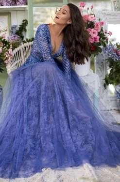 Tarik Ediz - 93931 Sexy V-Neck Lace A-Line Dress Formal Gowns 12 Tarik Ediz - 93931 Sexy V-Neck Lace A-Line Dress Formal Gowns