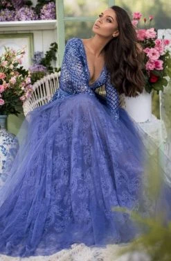 Tarik Ediz - 93931 Sexy V-Neck Lace A-Line Dress Formal Gowns 14 Tarik Ediz - 93931 Sexy V-Neck Lace A-Line Dress Formal Gowns