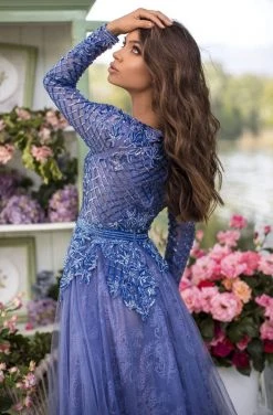 Tarik Ediz - 93931 Sexy V-Neck Lace A-Line Dress Formal Gowns 13 Tarik Ediz - 93931 Sexy V-Neck Lace A-Line Dress Formal Gowns