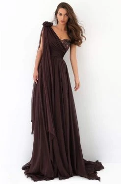Formal Gowns Tarik Ediz - 93932 Asymmetrical Ruched A-Line Dress