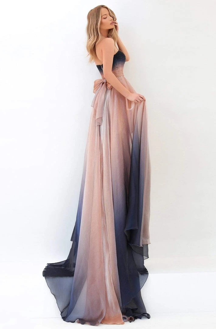 Formal Gowns Tarik Ediz - 93945 Strapless Ruched High Low Dress 4 Formal Gowns Tarik Ediz - 93945 Strapless Ruched High Low Dress
