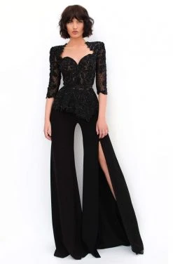 Plus Size Dresses Tarik Ediz - 93950 Embroidered Sweetheart Pantsuit