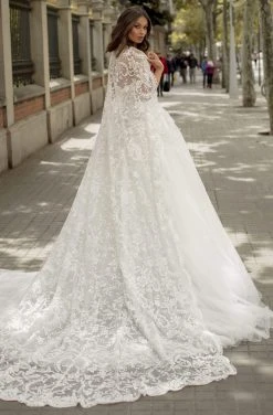 Formal Gowns Tarik Ediz - 93966 Sweetheart Embroidered A-Line Caped Dress