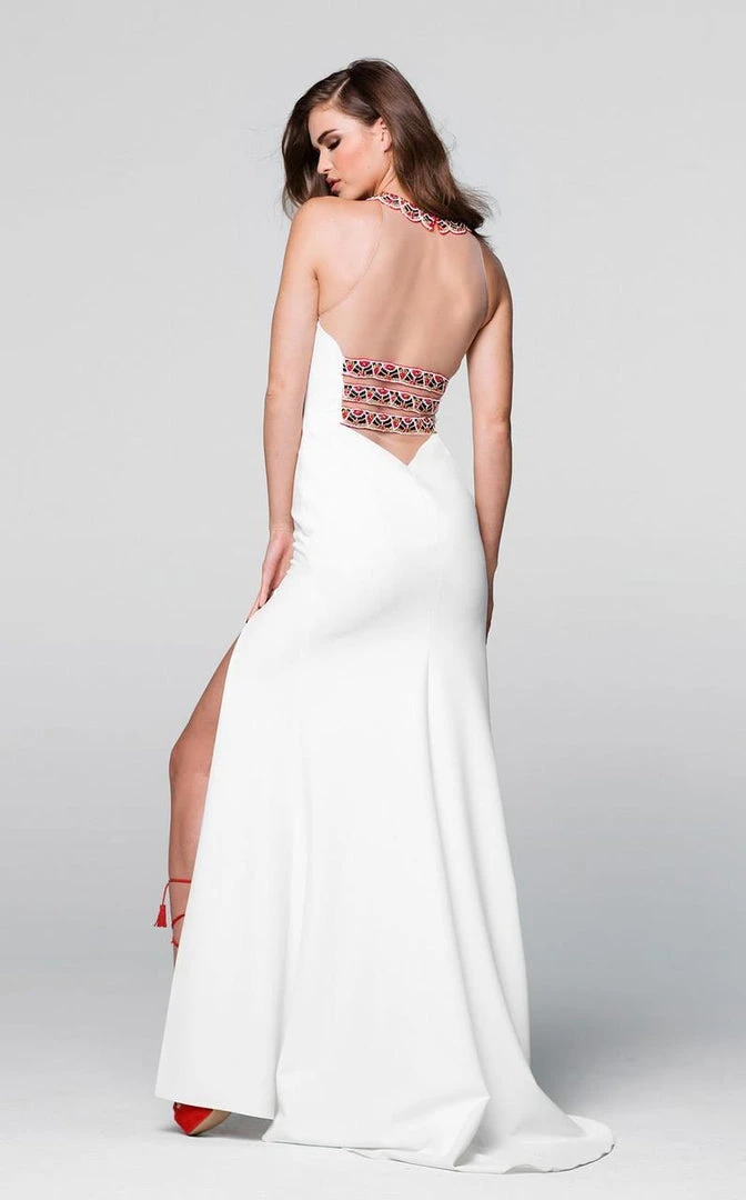 Formal Gowns Tarik Ediz - Beaded Halter Neck Dress 50056 4 Formal Gowns Tarik Ediz - Beaded Halter Neck Dress 50056