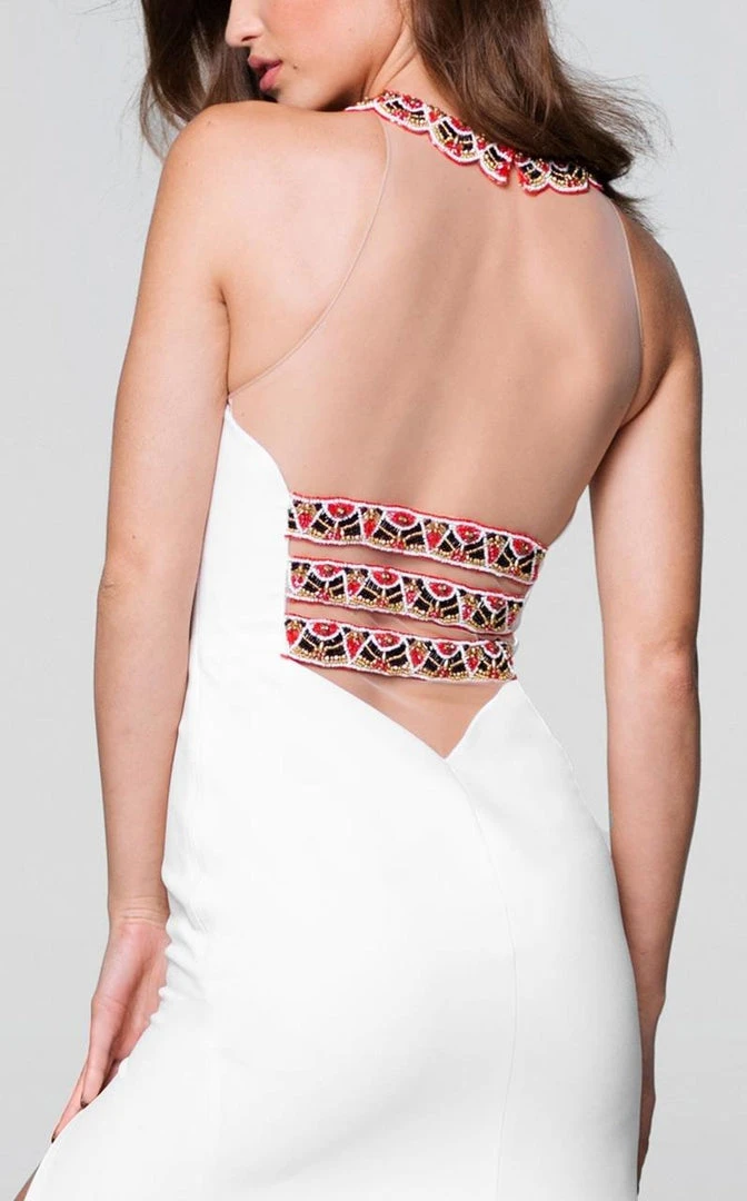 Formal Gowns Tarik Ediz - Beaded Halter Neck Dress 50056 6 Formal Gowns Tarik Ediz - Beaded Halter Neck Dress 50056