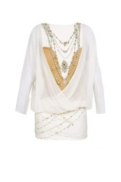 Cocktail Dresses Tarik Ediz - Beaded Illusion Jewel Neck Dress 90372