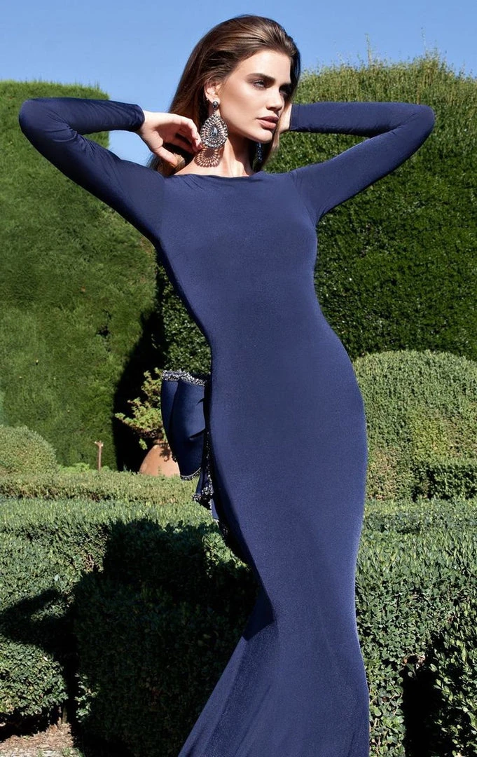 Formal Gowns Tarik Ediz - Bow Accented Gown 92563 4 Formal Gowns Tarik Ediz - Bow Accented Gown 92563