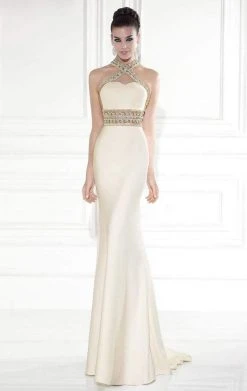 Tarik Ediz - Embellished Crisscross Halter Strap Gown 92530 Formal Gowns