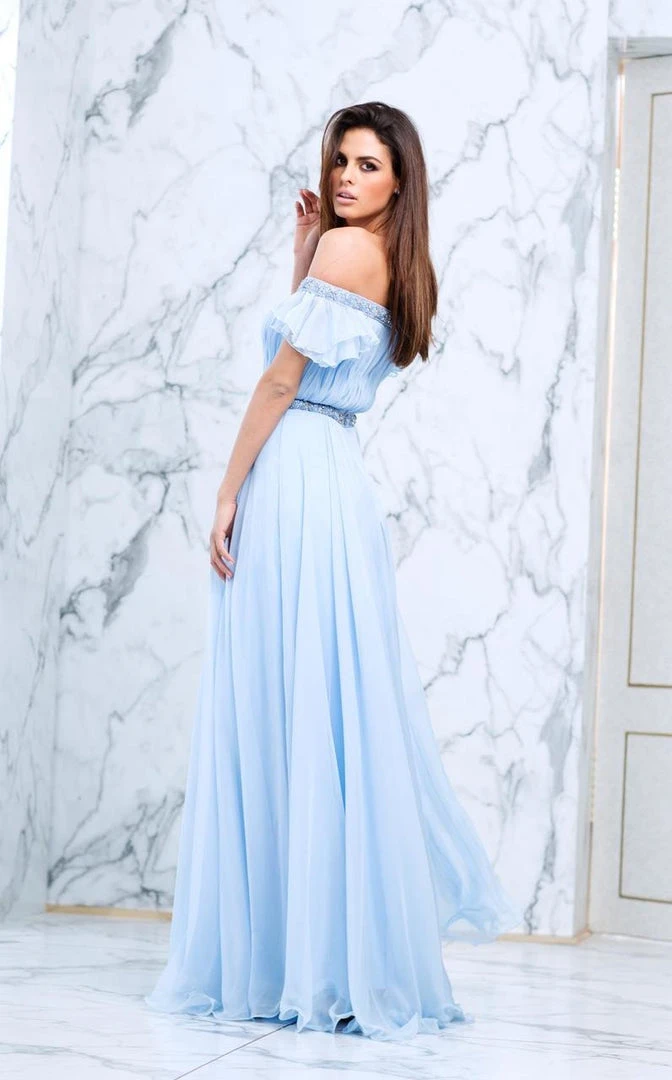 Tarik Ediz - Embellished Off-The-Shoulder Neck Dress 50099 4 Tarik Ediz - Embellished Off-The-Shoulder Neck Dress 50099