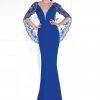 Formal Gowns Tarik Ediz - Embellished V-Neck Cape Gown 92583