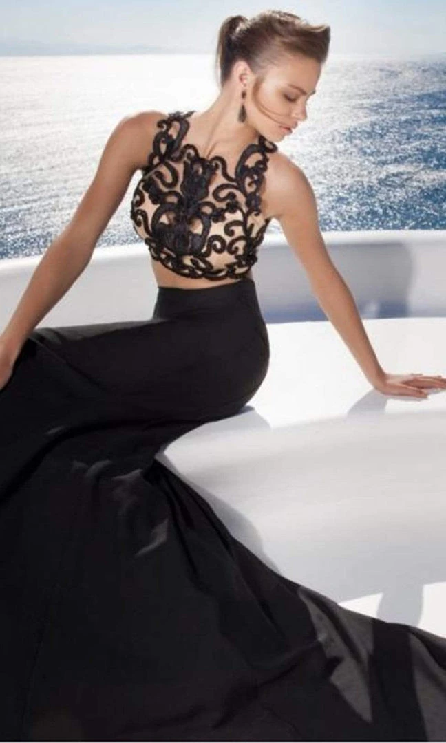 Tarik Ediz - Embroidered Crop Top Two-Piece Gown 92564 Formal Gowns 7 Tarik Ediz - Embroidered Crop Top Two-Piece Gown 92564 Formal Gowns