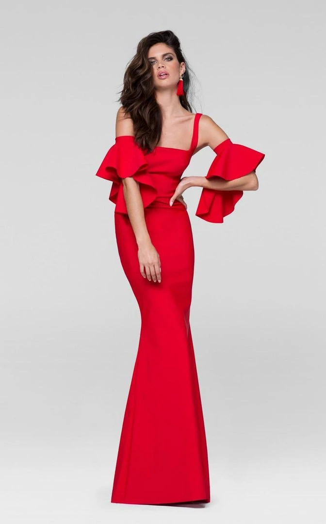 Tarik Ediz - Fitted Gown With Bell Sleeves Armband 50041 Formal Gowns 3 Tarik Ediz - Fitted Gown With Bell Sleeves Armband 50041 Formal Gowns