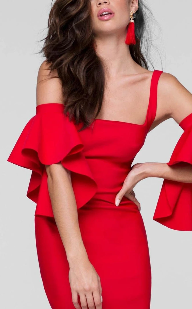 Tarik Ediz - Fitted Gown With Bell Sleeves Armband 50041 Formal Gowns 6 Tarik Ediz - Fitted Gown With Bell Sleeves Armband 50041 Formal Gowns