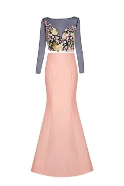 Formal Gowns Tarik Ediz - Floral Accented Mermaid Dress 50004 17 Formal Gowns Tarik Ediz - Floral Accented Mermaid Dress 50004