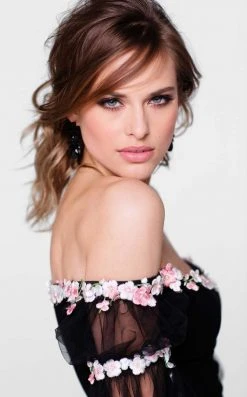 Tarik Ediz - Floral Accented Sheath Dress 50001 Formal Gowns