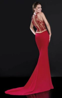 Tarik Ediz - Floral Beaded Back Details Svelte Gown 92546