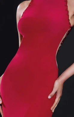 Tarik Ediz - Floral Beaded Back Details Svelte Gown 92546