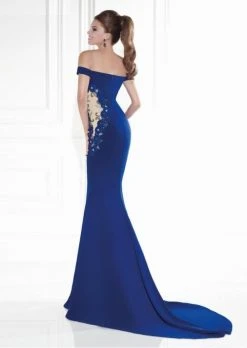 Formal Gowns Tarik Ediz - Floral Embellished Off-the-Shoulder Gown 92572 7 Formal Gowns Tarik Ediz - Floral Embellished Off-the-Shoulder Gown 92572