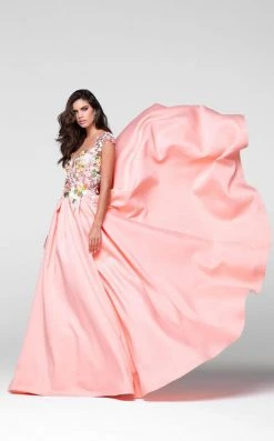 Tarik Ediz - Floral Embroidered A-line Dress 50068 12 Tarik Ediz - Floral Embroidered A-line Dress 50068