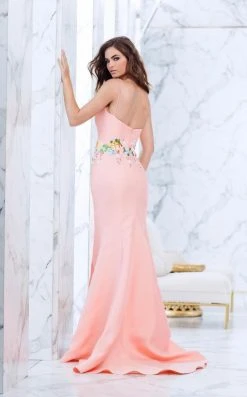 Tarik Ediz - Floral Embroidered V-Neck Trumpet Dress 50066
