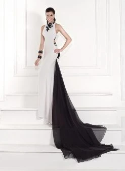 Tarik Ediz - Halter Neck Embellished Gown 92566 Formal Gowns