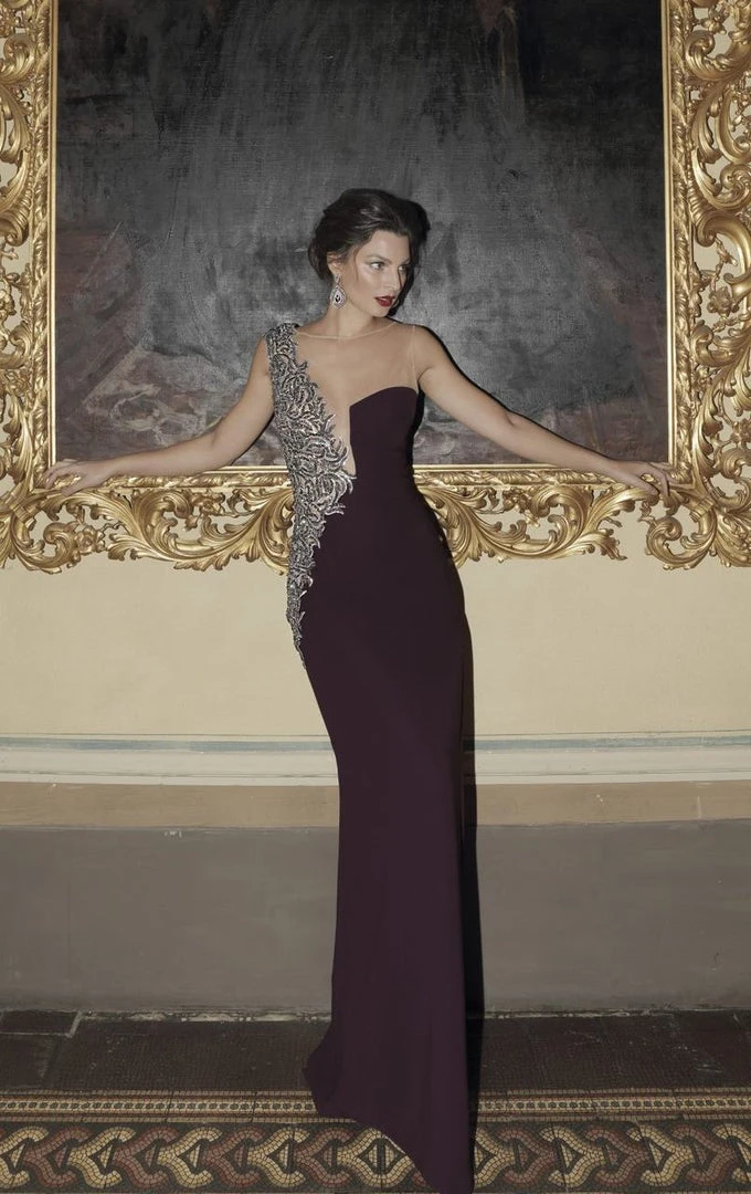 Tarik Ediz - Illusion Bateau Neck Sheath Gown 92756 3 Tarik Ediz - Illusion Bateau Neck Sheath Gown 92756