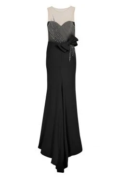 Formal Gowns Tarik Ediz - Illusion Embellished Open Back Long Gown 50083 16 Formal Gowns Tarik Ediz - Illusion Embellished Open Back Long Gown 50083