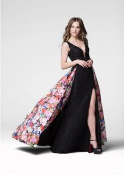 Formal Gowns Tarik Ediz - Lace Floral Long Dress 50024