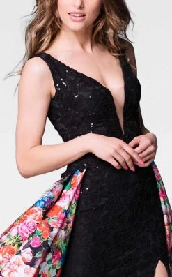 Formal Gowns Tarik Ediz - Lace Floral Long Dress 50024 7 Formal Gowns Tarik Ediz - Lace Floral Long Dress 50024